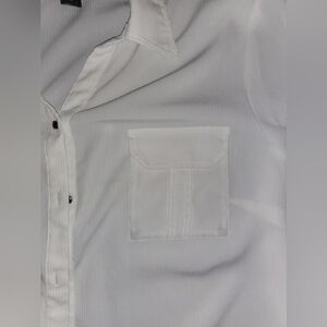 White Sheer Button-Down Top